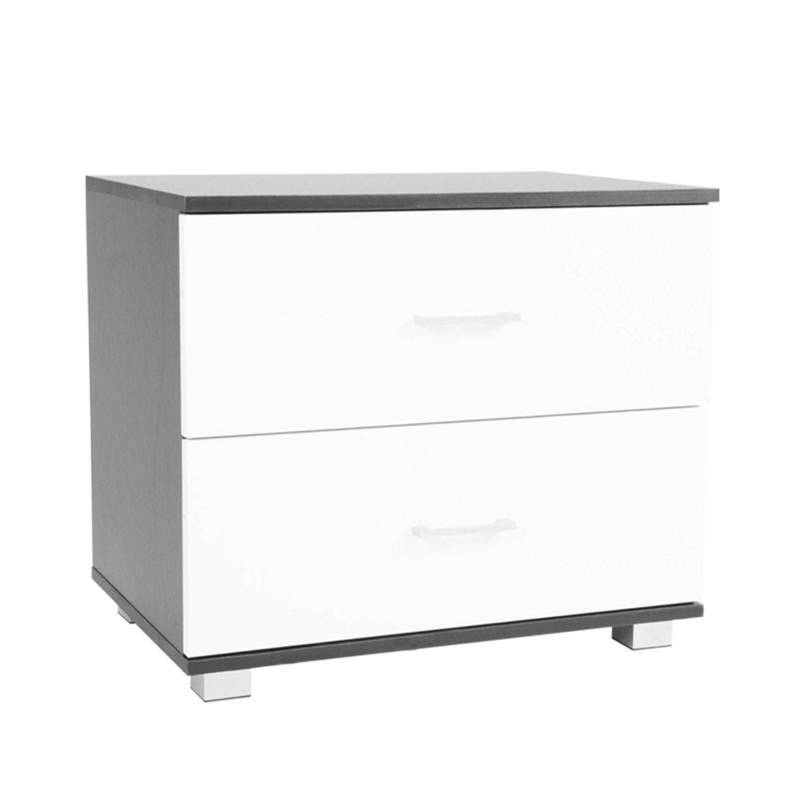 Sarantino Bedside Table Cabinet Storage Chest 2 Drawers Lamp Side Nightstand White Black - Cosy Abode