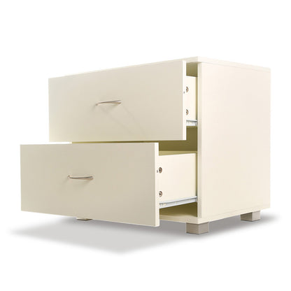 Sarantino Bedside Table Cabinet Storage Chest 2 Drawers Lamp Side Nightstand White - Cosy Abode