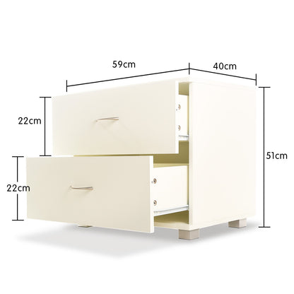 Sarantino Bedside Table Cabinet Storage Chest 2 Drawers Lamp Side Nightstand White - Cosy Abode