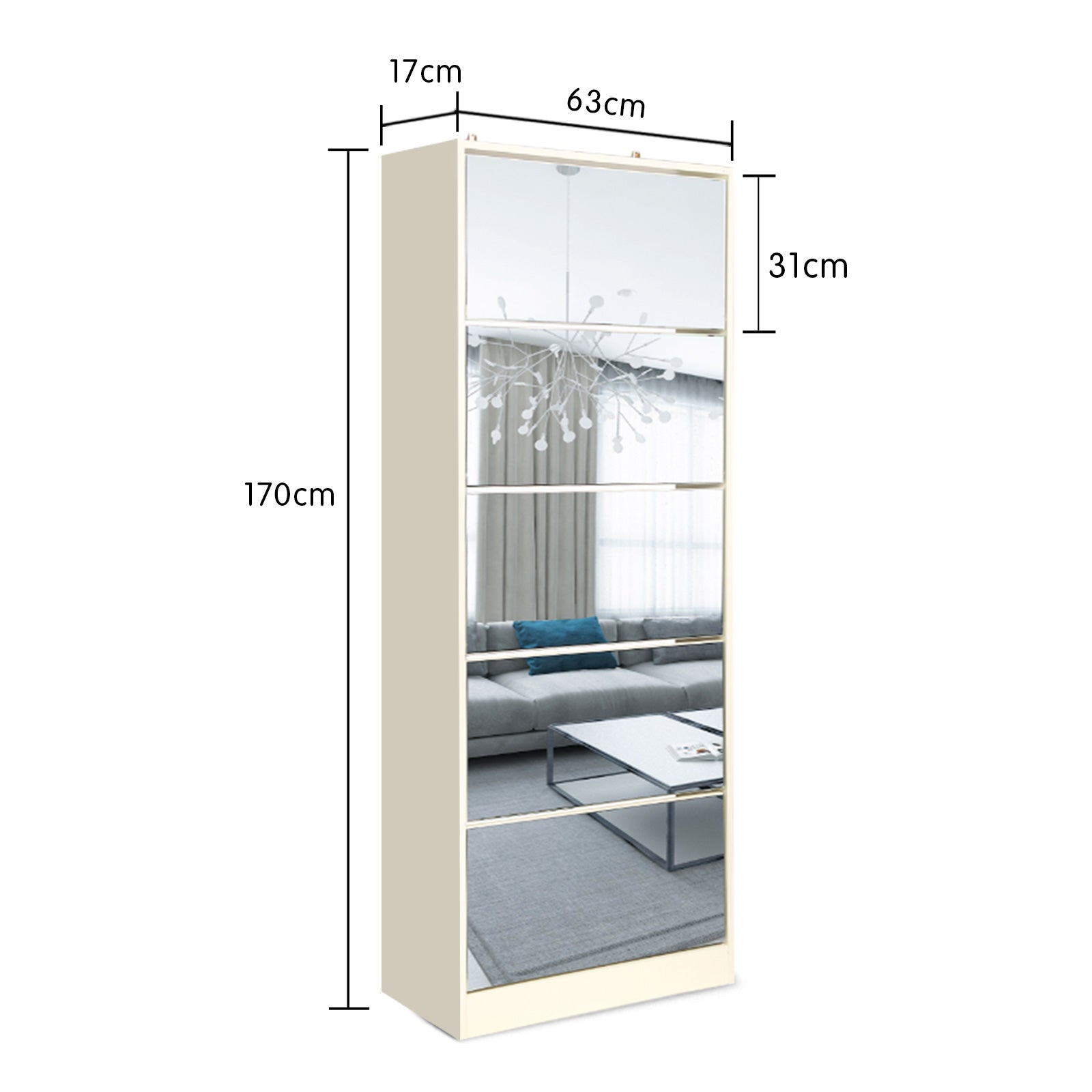 Sarantino Shoe Cabinet Rack Storage Cupboard Organiser Shelf 5 Drawers 170 X 63 X 17cm - Cosy Abode
