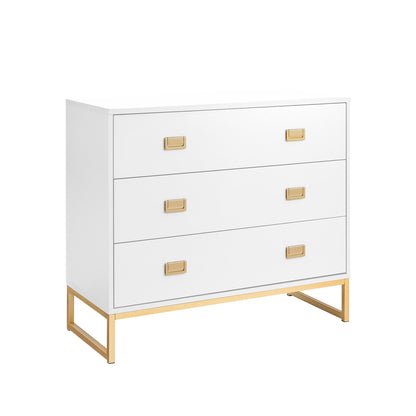 Sarantino Amara Chest Of Drawers Tallboy Dresser - White/gold - Cosy Abode