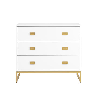Sarantino Amara Chest Of Drawers Tallboy Dresser - White/gold - Cosy Abode