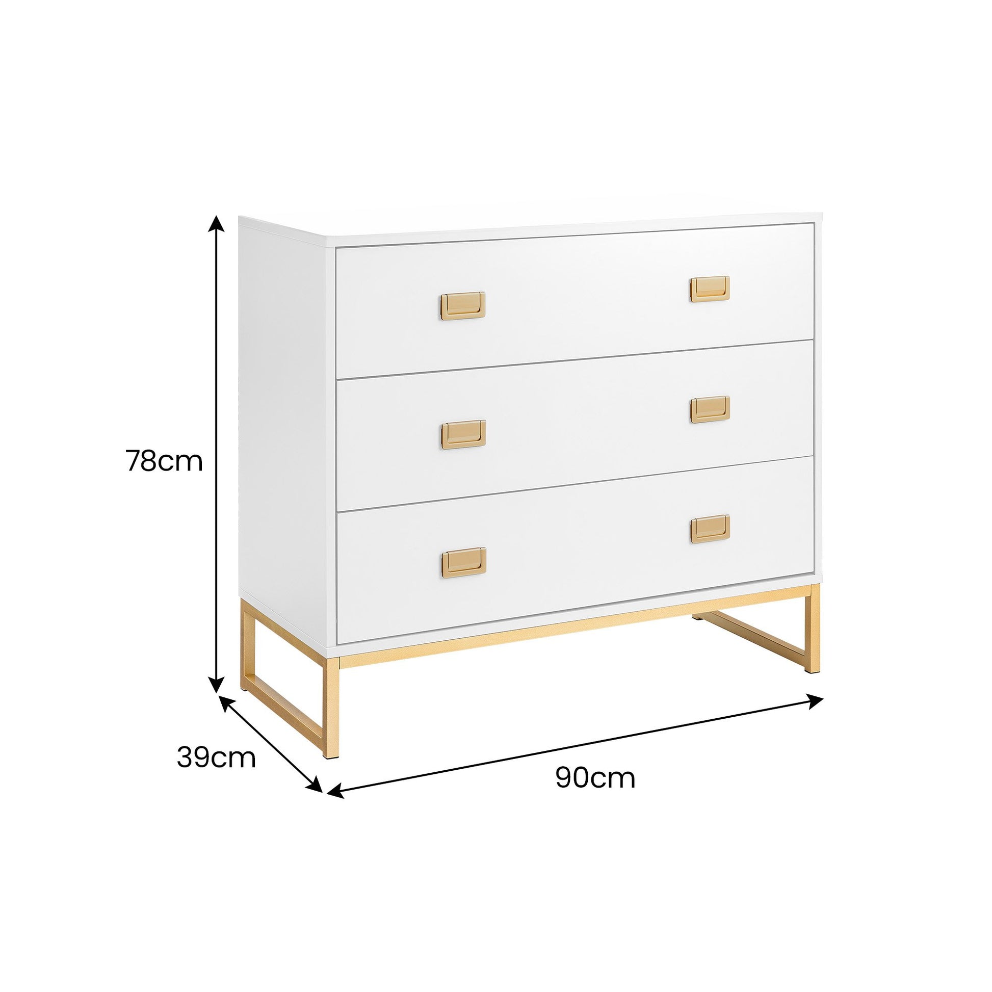 Sarantino Amara Chest Of Drawers Tallboy Dresser - White/gold - Cosy Abode