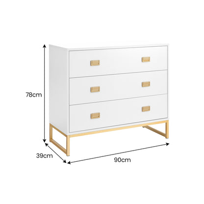 Sarantino Amara Chest Of Drawers Tallboy Dresser - White/gold - Cosy Abode