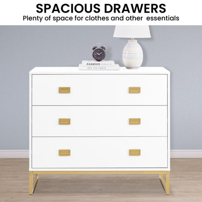 Sarantino Amara Chest Of Drawers Tallboy Dresser - White/gold - Cosy Abode
