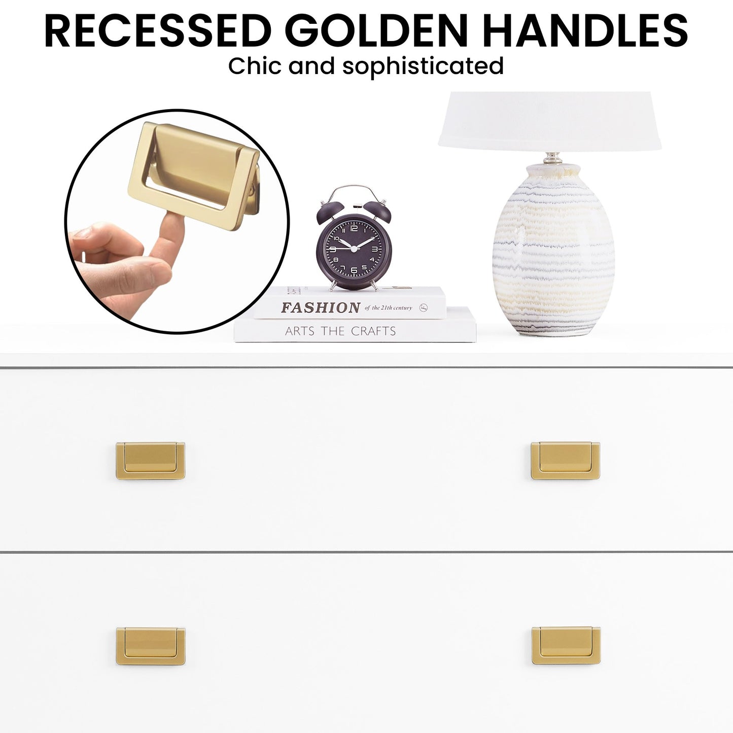 Sarantino Amara Chest Of Drawers Tallboy Dresser - White/gold - Cosy Abode