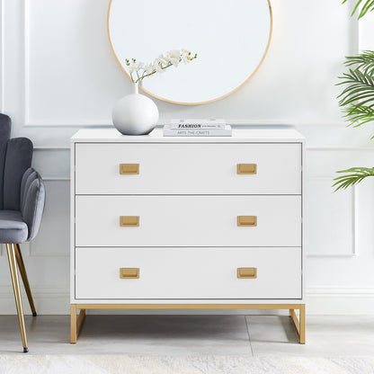 Sarantino Amara Chest Of Drawers Tallboy Dresser - White/gold - Cosy Abode