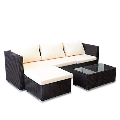 Sarantino 5pc Modular Outdoor Lounge Set PE Rattan - Brown - Cosy Abode
