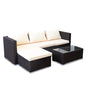 Sarantino 5pc Modular Outdoor Lounge Set PE Rattan - Brown - Cosy Abode