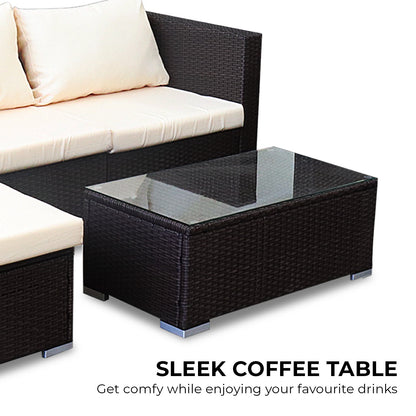 Sarantino 5pc Modular Outdoor Lounge Set PE Rattan - Brown - Cosy Abode