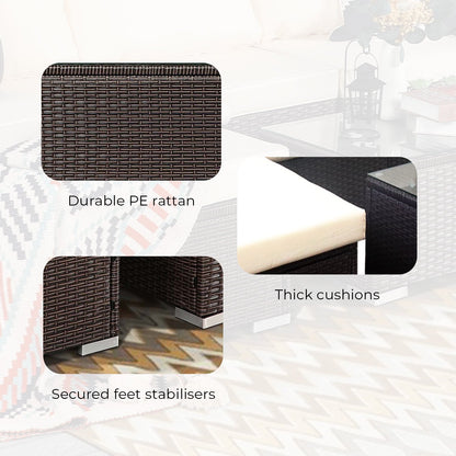 Sarantino 5pc Modular Outdoor Lounge Set PE Rattan - Brown - Cosy Abode