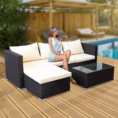 Sarantino 5pc Modular Outdoor Lounge Set PE Rattan - Brown - Cosy Abode