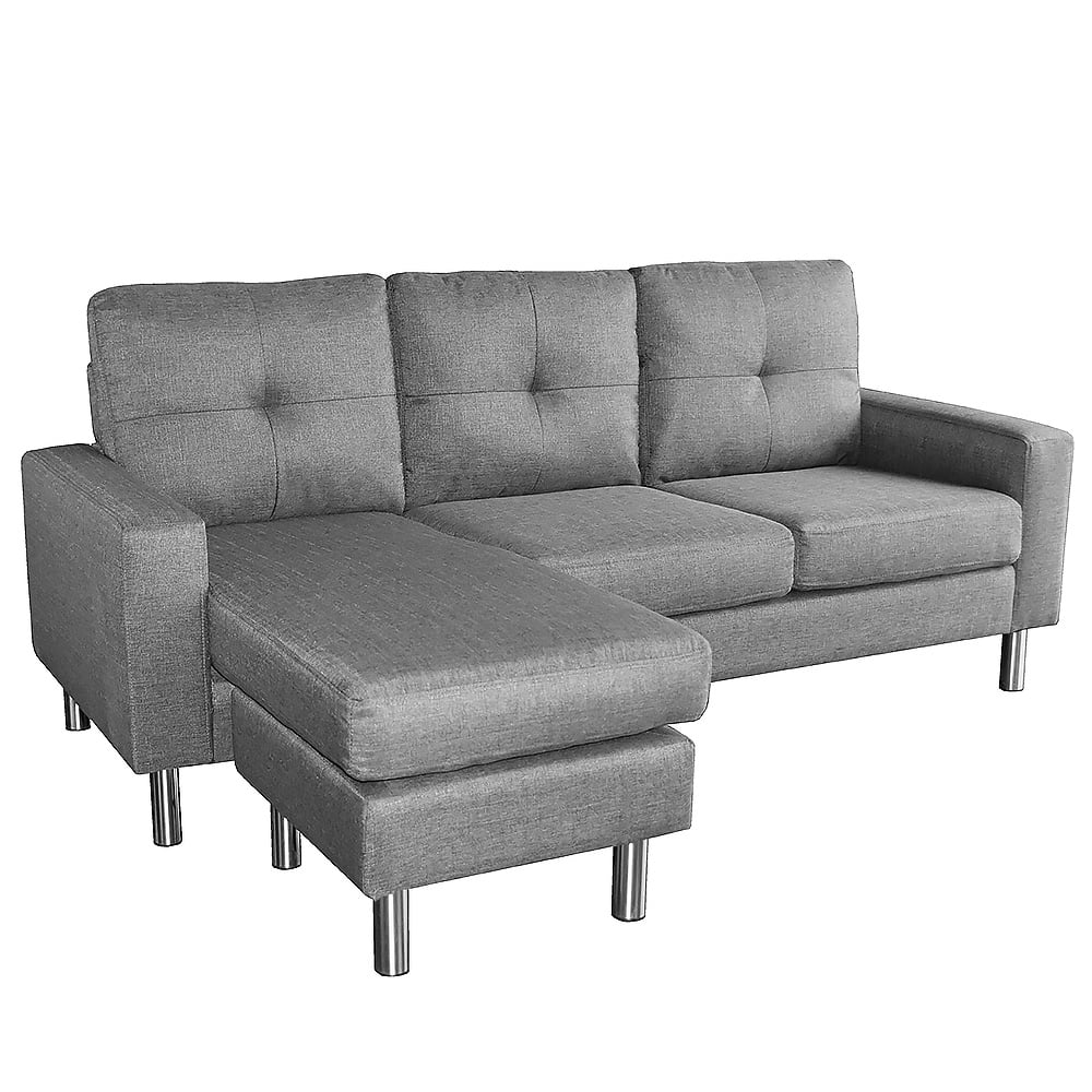 Sarantino Linen Corner Sofa Lounge Couch Modular Furniture L Chair Home Chaise Grey - Cosy Abode