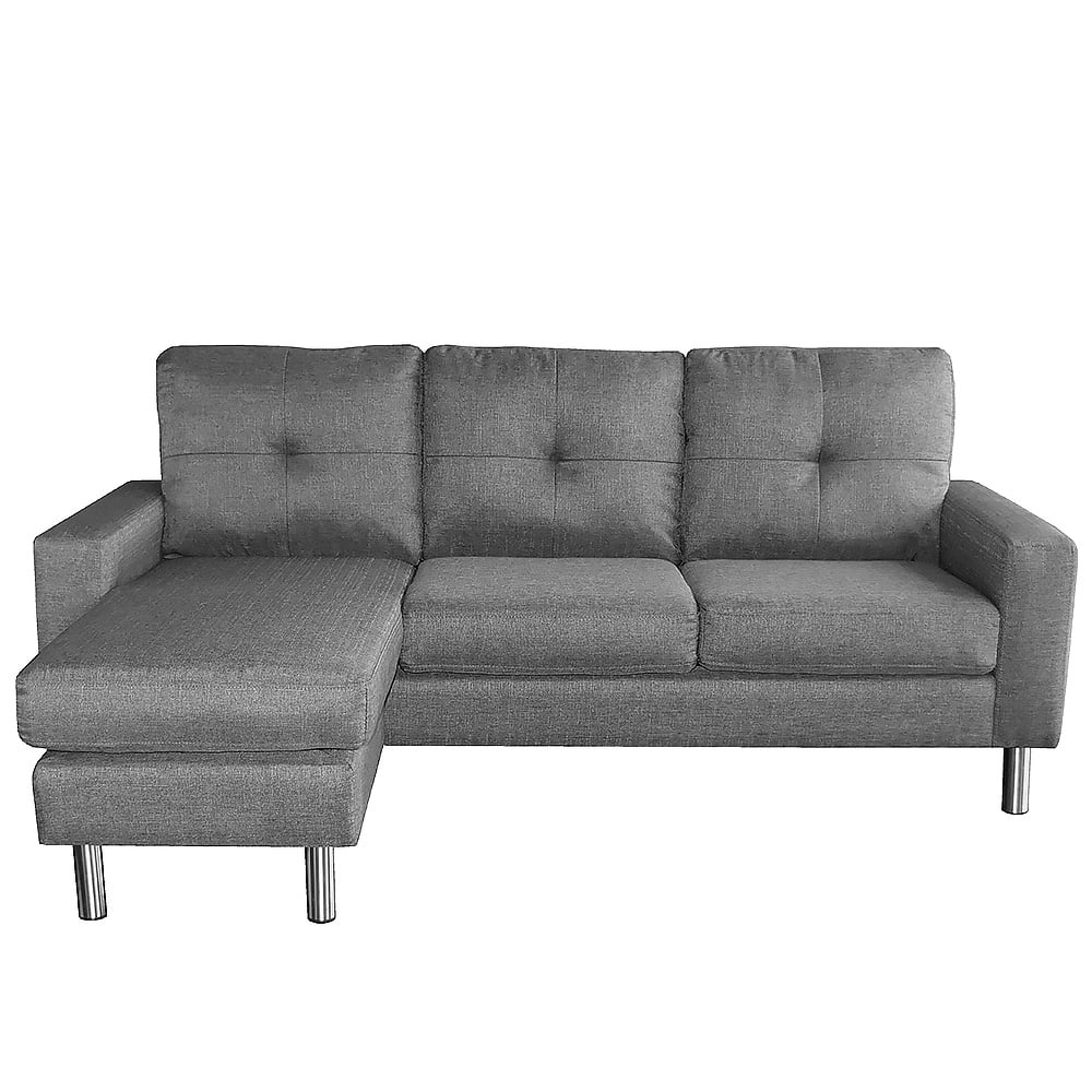 Sarantino Linen Corner Sofa Lounge Couch Modular Furniture L Chair Home Chaise Grey - Cosy Abode
