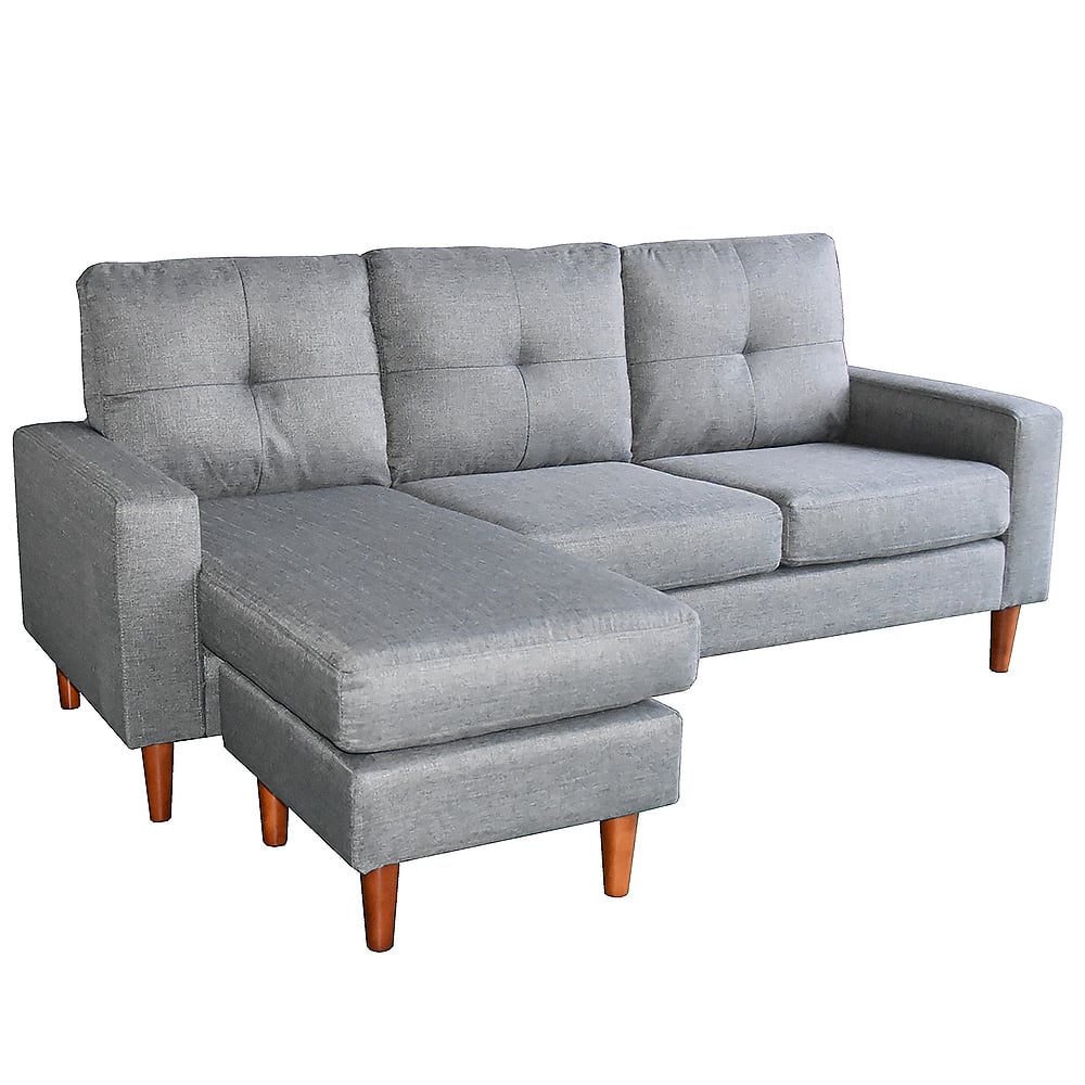 Sarantino Linen Corner Sofa Lounge Couch Modular Furniture L Chair Home Chaise Grey - Cosy Abode