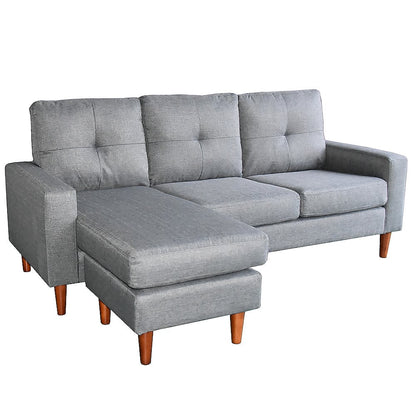 Sarantino Linen Corner Sofa Lounge Couch Modular Furniture L Chair Home Chaise Grey - Cosy Abode