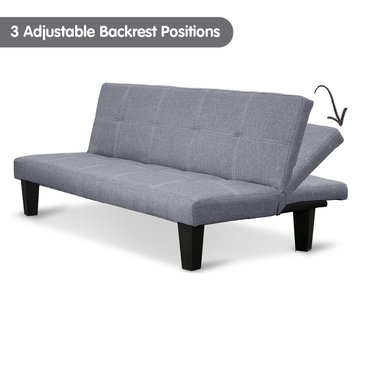Sarantino Sofa Bed Lounge Couch Futon Furniture Seat Adjustable Suite Dark Grey - Cosy Abode
