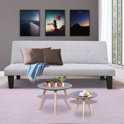 Sarantino Linen Sofa Bed Lounge Couch Futon Furniture Seat Adjustable Suite Wood 2 Seater Light Grey - Cosy Abode