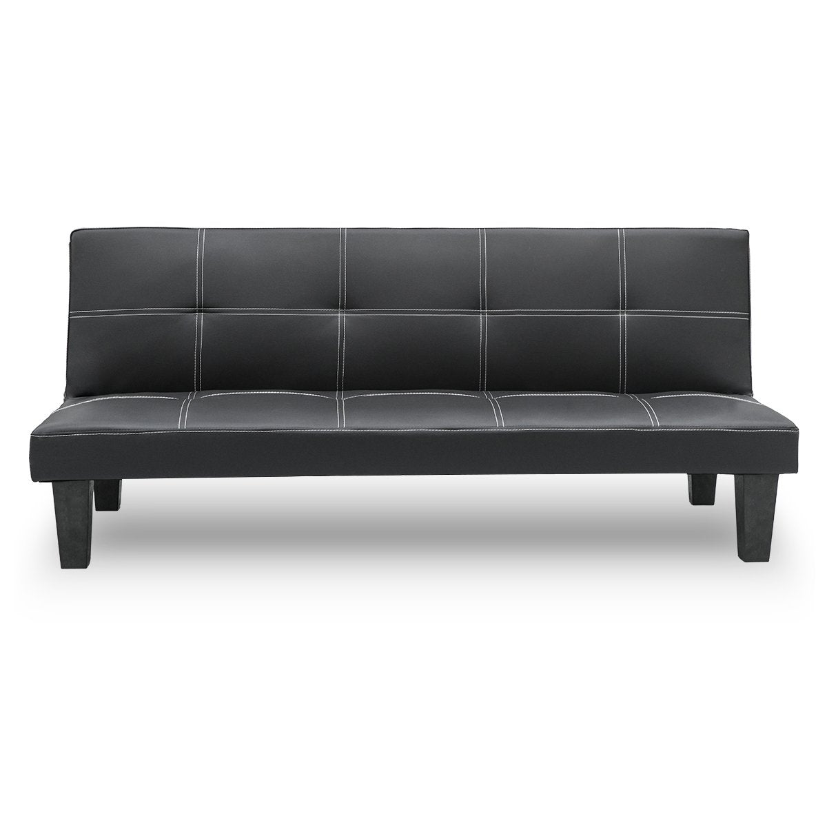 Sarantino 2 Seater Modular Faux Leather Fabric Sofa Bed Couch - Black - Cosy Abode