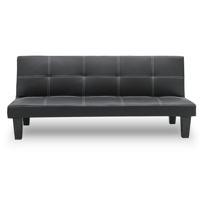 Sarantino 2 Seater Modular Faux Leather Fabric Sofa Bed Couch - Black - Cosy Abode