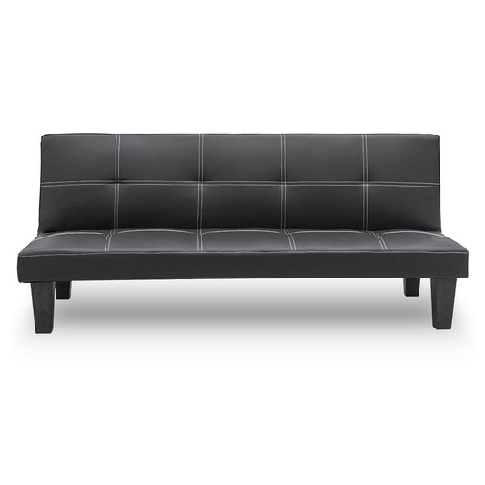 Sarantino 2 Seater Modular Faux Leather Fabric Sofa Bed Couch - Black - Cosy Abode