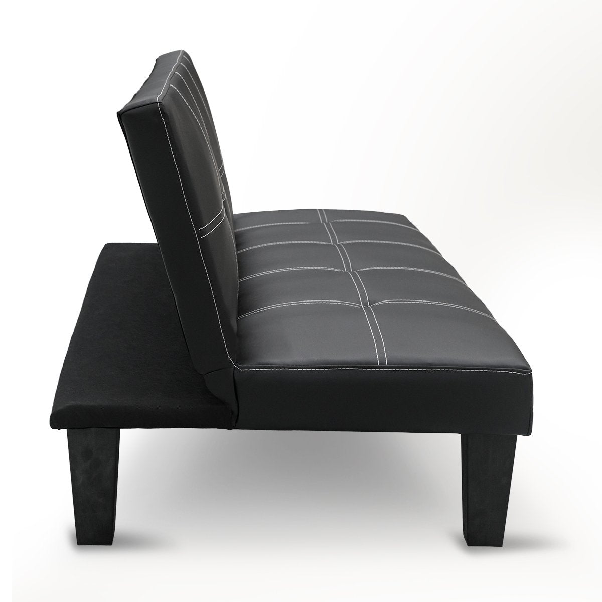 Sarantino 2 Seater Modular Faux Leather Fabric Sofa Bed Couch - Black - Cosy Abode