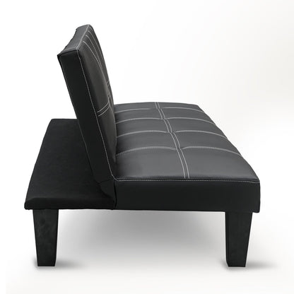 Sarantino 2 Seater Modular Faux Leather Fabric Sofa Bed Couch - Black - Cosy Abode