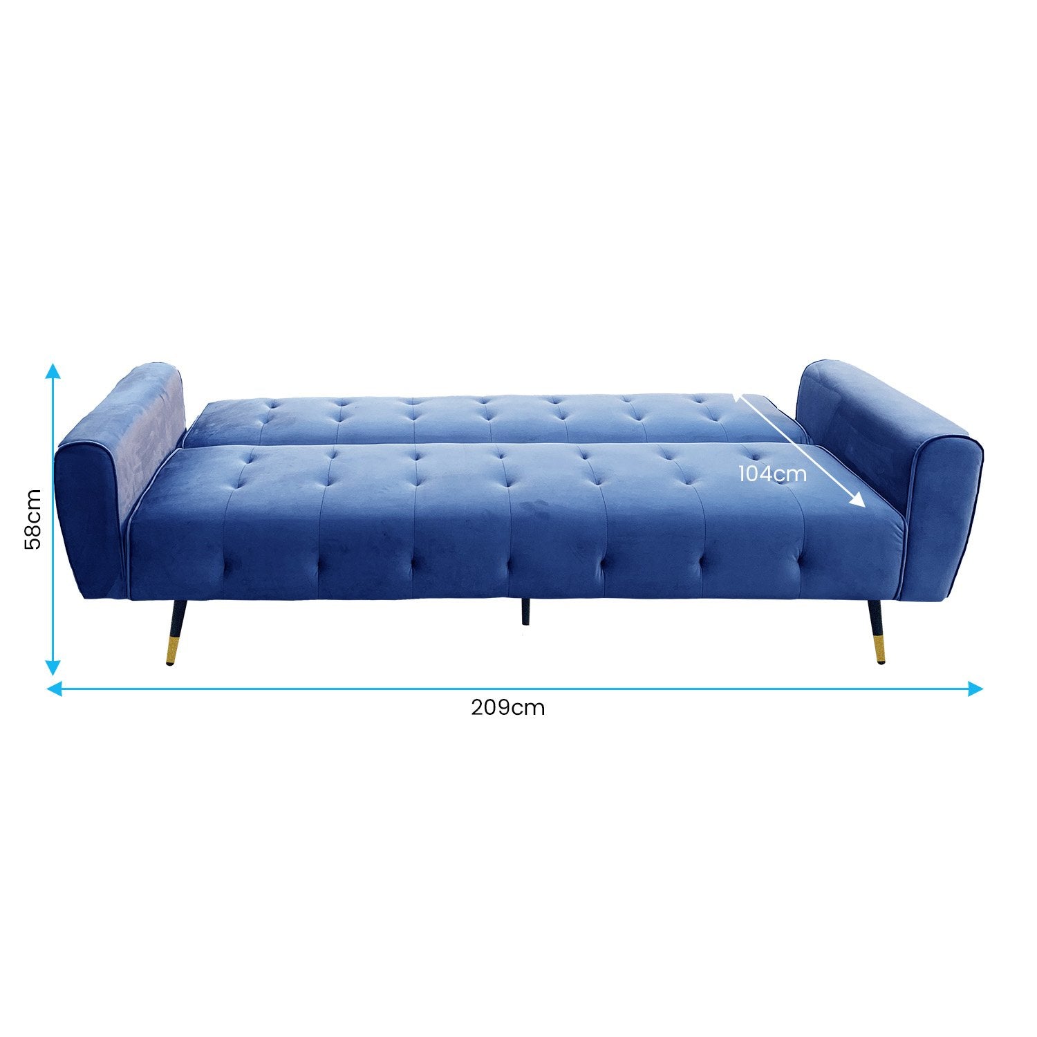 Sarantino Ava 3-seater Tufted Velvet Sofa Bed By Sarantino - Blue - Cosy Abode