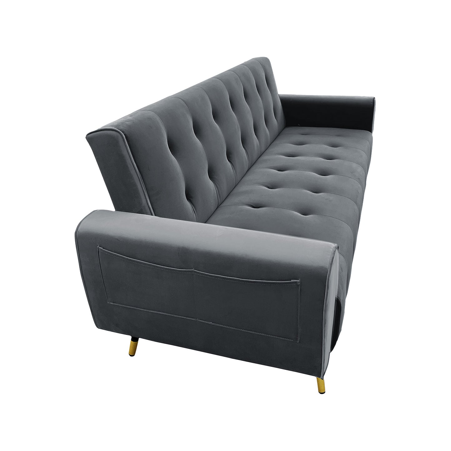 Sarantino Ava 3-seater Tufted Velvet Sofa Bed By Sarantino - Dark Grey - Cosy Abode