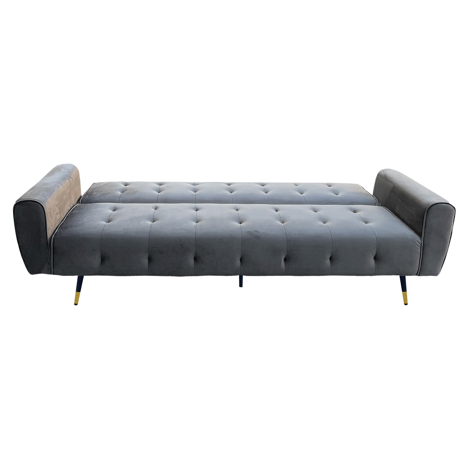 Sarantino Ava 3-seater Tufted Velvet Sofa Bed By Sarantino - Dark Grey - Cosy Abode