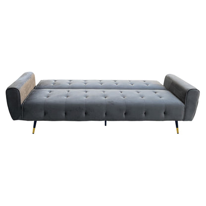 Sarantino Ava 3-seater Tufted Velvet Sofa Bed By Sarantino - Dark Grey - Cosy Abode