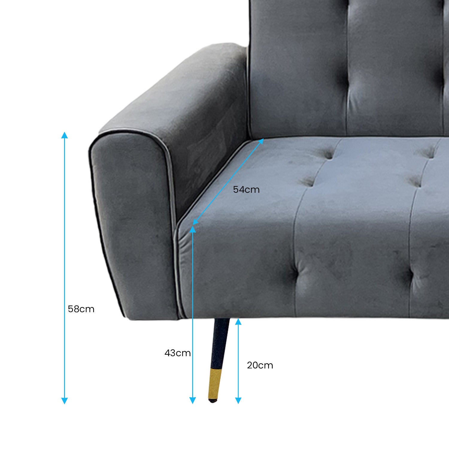 Sarantino Ava 3-seater Tufted Velvet Sofa Bed By Sarantino - Dark Grey - Cosy Abode