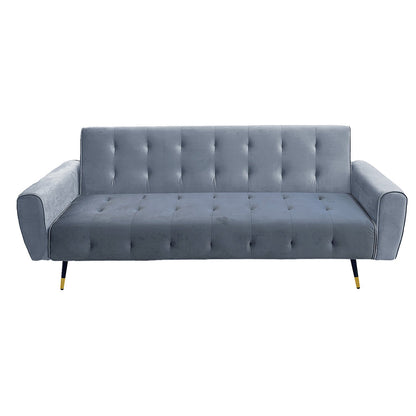 Sarantino Ava 3-seater Tufted Velvet Sofa Bed By Sarantino - Light Grey - Cosy Abode