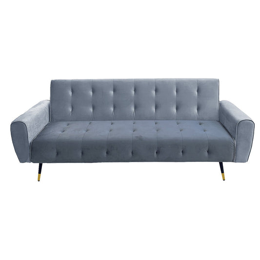 Sarantino Ava 3-seater Tufted Velvet Sofa Bed By Sarantino - Light Grey - Cosy Abode
