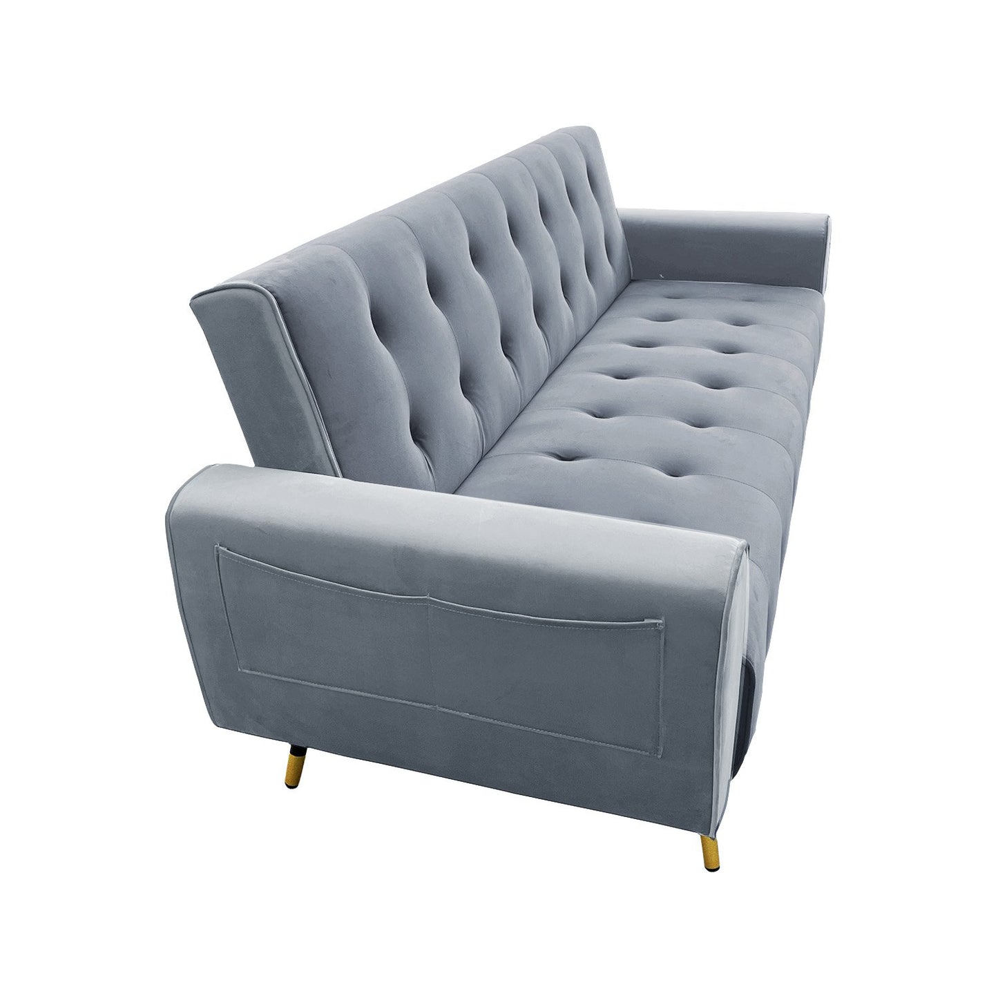Sarantino Ava 3-seater Tufted Velvet Sofa Bed By Sarantino - Light Grey - Cosy Abode