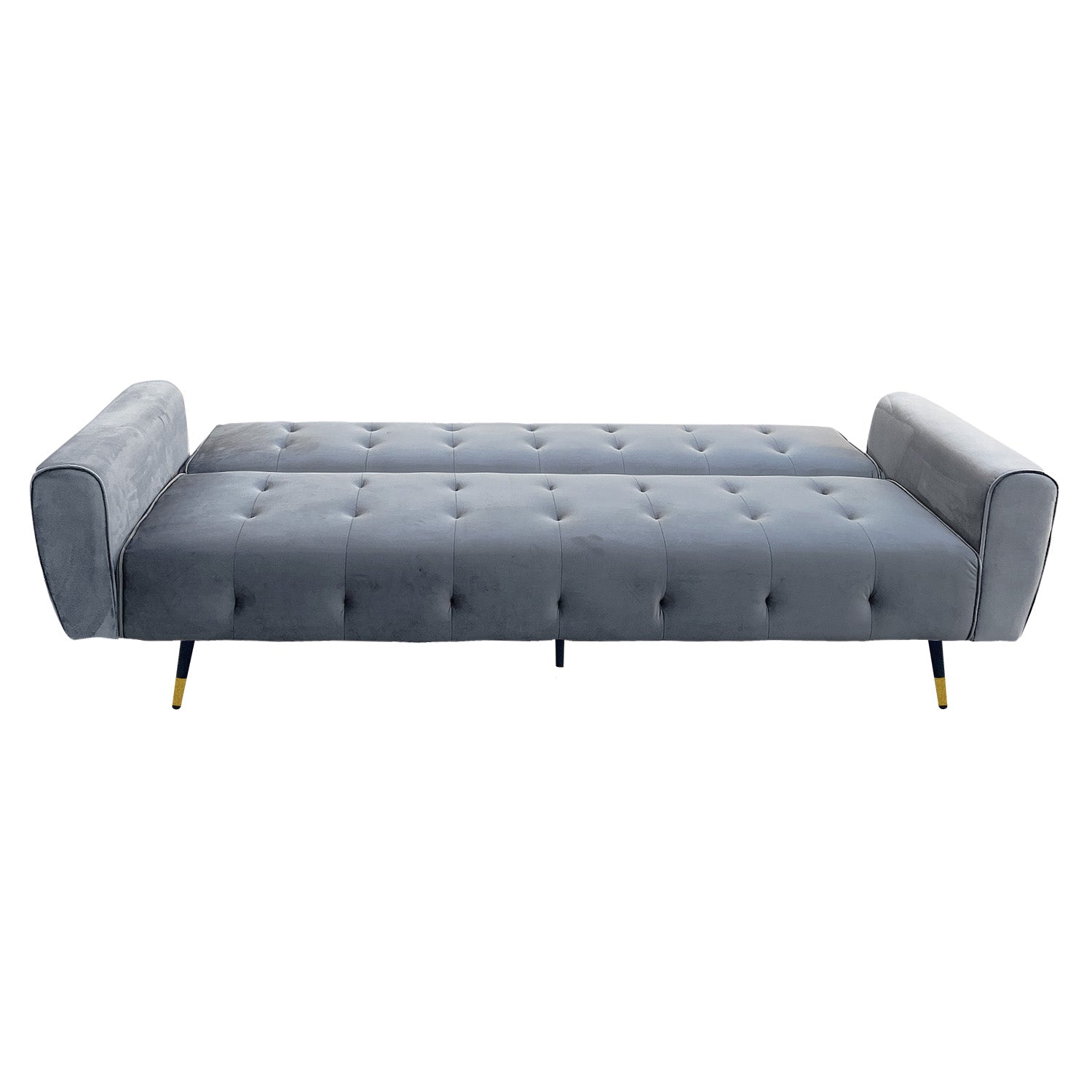 Sarantino Ava 3-seater Tufted Velvet Sofa Bed By Sarantino - Light Grey - Cosy Abode