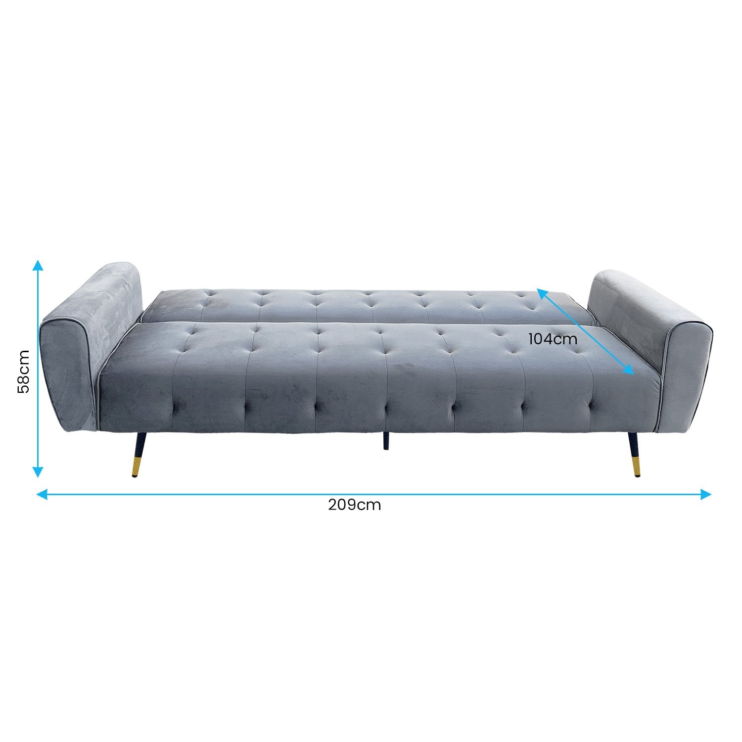 Sarantino Ava 3-seater Tufted Velvet Sofa Bed By Sarantino - Light Grey - Cosy Abode