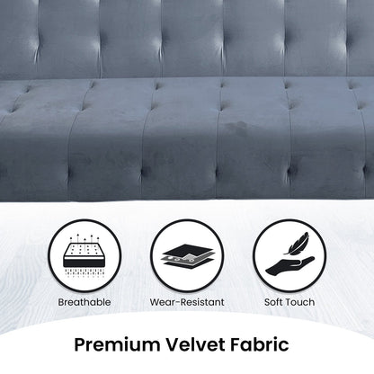 Sarantino Ava 3-seater Tufted Velvet Sofa Bed By Sarantino - Light Grey - Cosy Abode