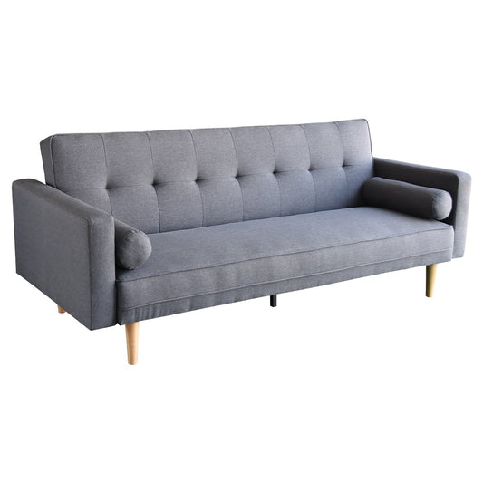 Sarantino Madison Sofa Bed Lounge Couch Futon Furniture Home Dark Grey Linen Suite - Cosy Abode