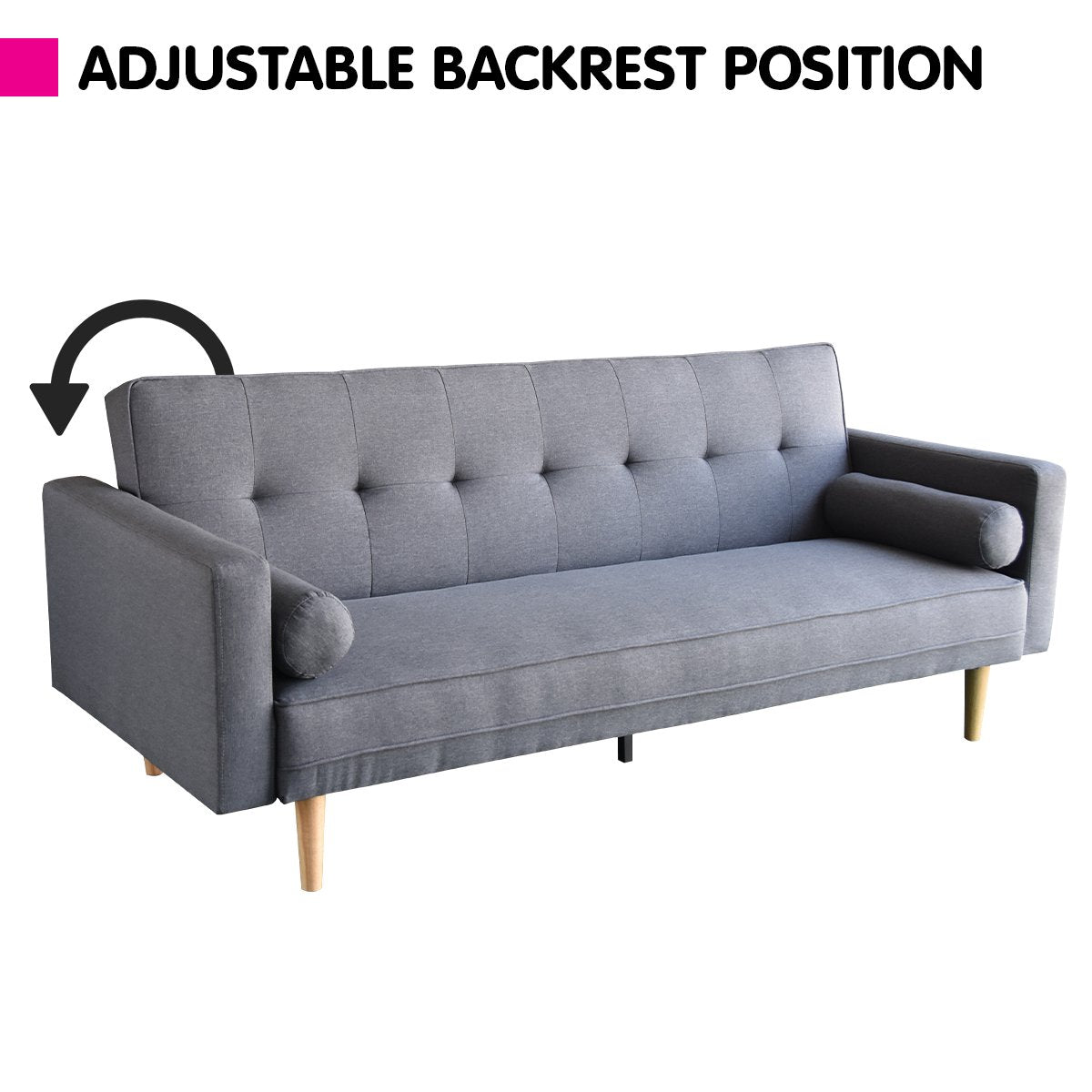 Sarantino Madison Sofa Bed Lounge Couch Futon Furniture Home Dark Grey Linen Suite - Cosy Abode