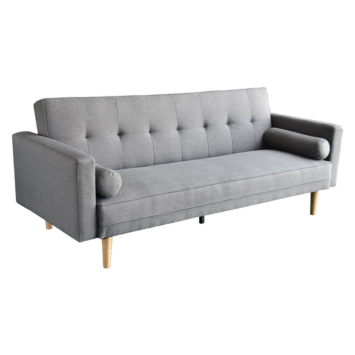 Sarantino Madison Sofa Bed Lounge Couch Futon Furniture Home Light Grey Linen Suite - Cosy Abode