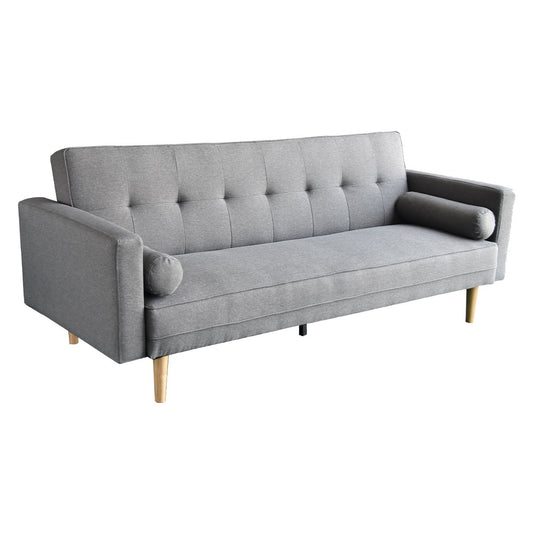 Sarantino Madison Sofa Bed Lounge Couch Futon Furniture Home Light Grey Linen Suite - Cosy Abode