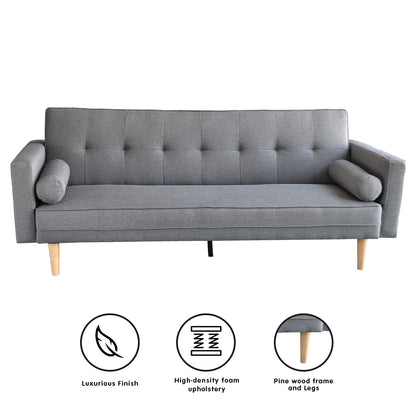 Sarantino Madison Sofa Bed Lounge Couch Futon Furniture Home Light Grey Linen Suite - Cosy Abode