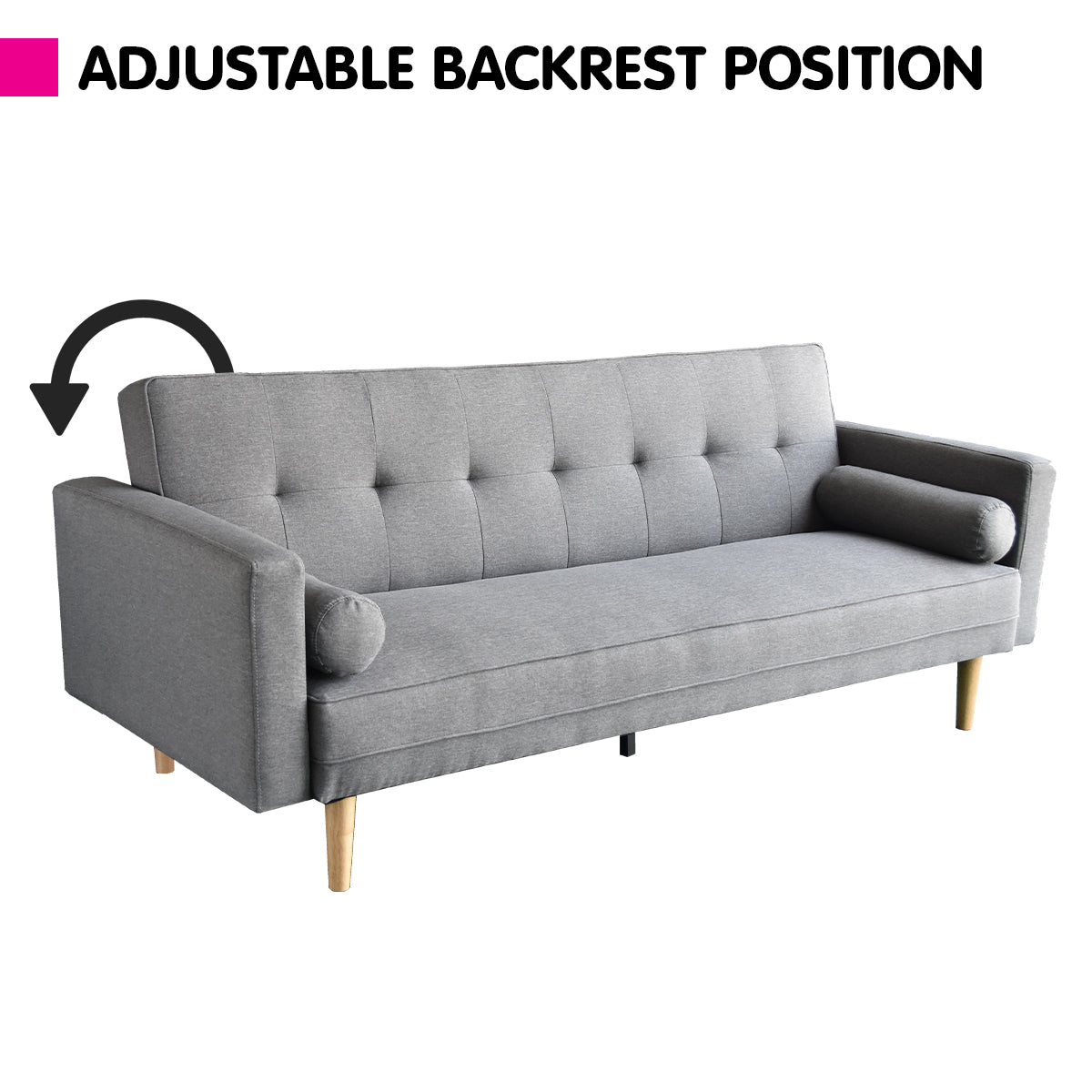 Sarantino Madison Sofa Bed Lounge Couch Futon Furniture Home Light Grey Linen Suite - Cosy Abode