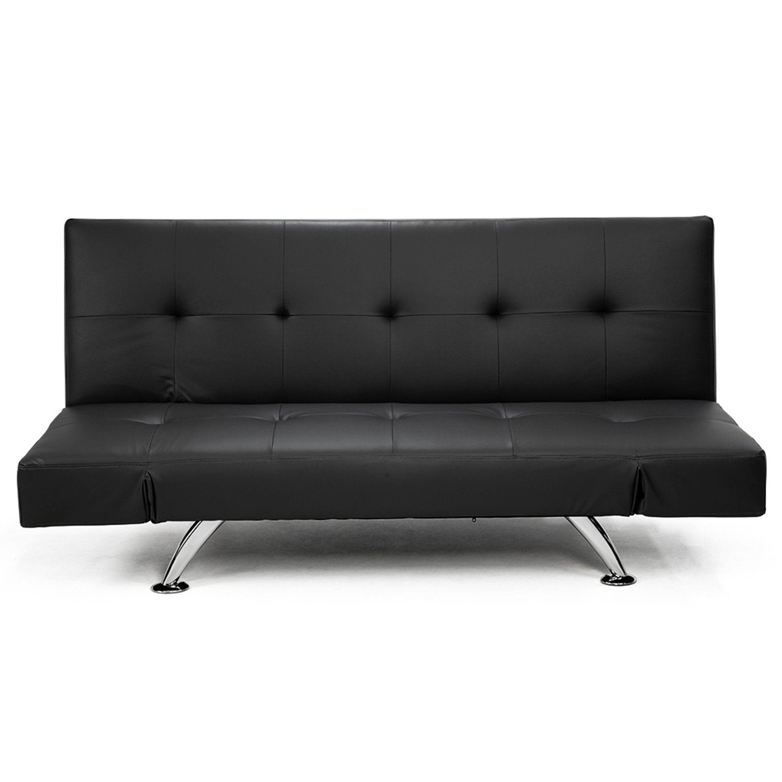 Sarantino Brooklyn Sofa Bed Faux Leather Lounge Couch Futon Furniture Adjustable Suite Bk - Cosy Abode