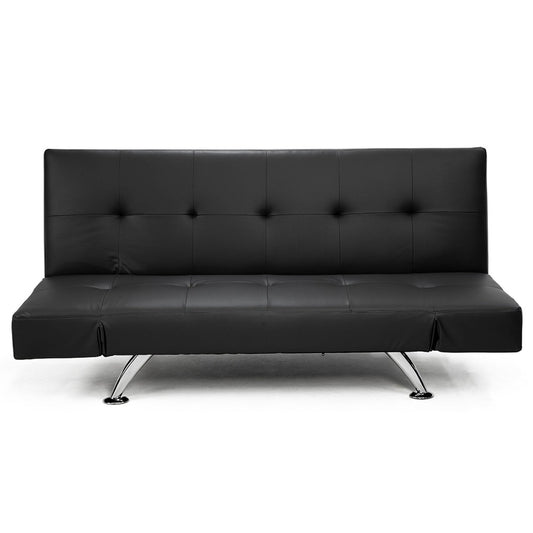 Sarantino Brooklyn Sofa Bed Faux Leather Lounge Couch Futon Furniture Adjustable Suite Bk - Cosy Abode