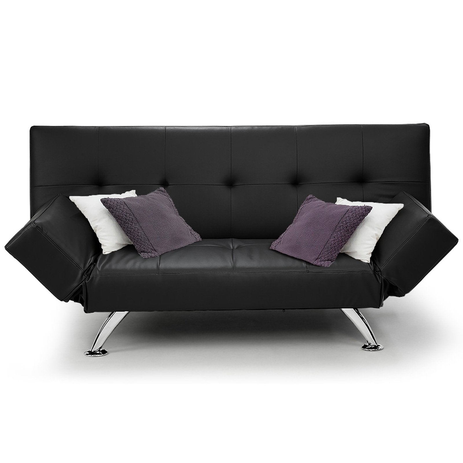 Sarantino Brooklyn Sofa Bed Faux Leather Lounge Couch Futon Furniture Adjustable Suite Bk - Cosy Abode