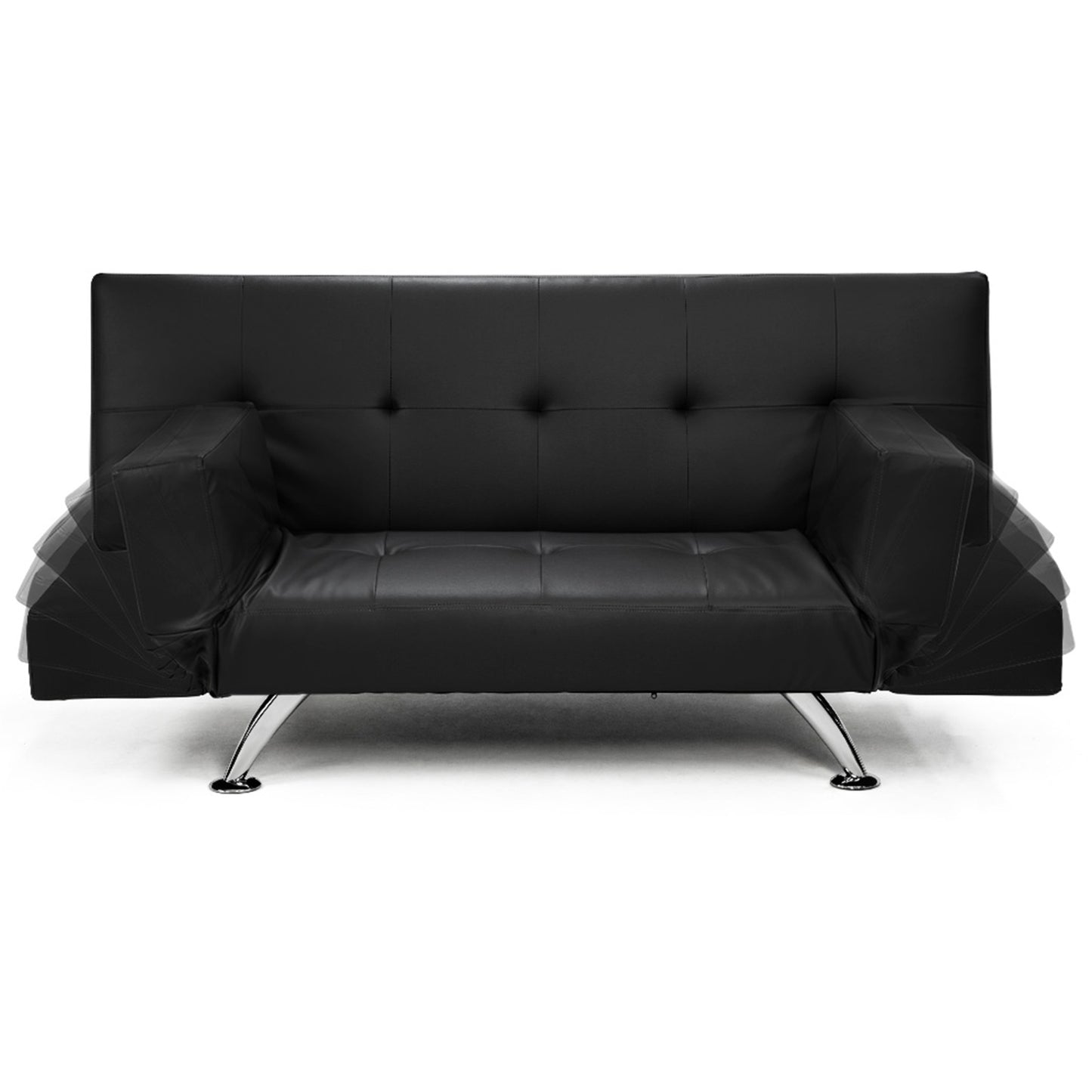 Sarantino Brooklyn Sofa Bed Faux Leather Lounge Couch Futon Furniture Adjustable Suite Bk - Cosy Abode