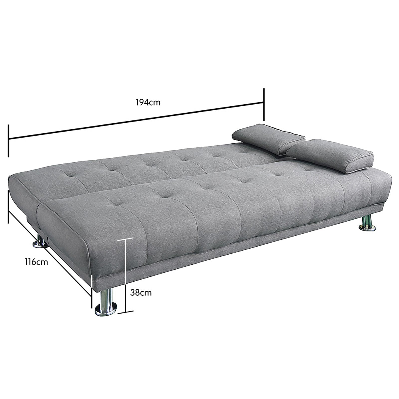 Sarantino Manhattan Sofa Bed Lounge Couch Futon Furniture Home Light Grey Linen Suite - Cosy Abode