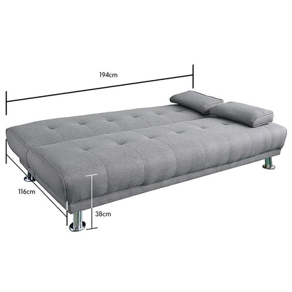 Sarantino Manhattan Sofa Bed Lounge Couch Futon Furniture Home Light Grey Linen Suite - Cosy Abode